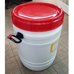 CONTENANT 0060L, PLASTIQUE 16PO DIA X 13PO HAUT COUV ROUGE