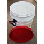 CONTENANT 0060L, PLASTIQUE 16PO DIA X 13PO HAUT COUV ROUGE