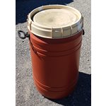 CONTENANT 0072L, BARIL PLASTIQUE OUVERT VISSE ROUGE 14X28