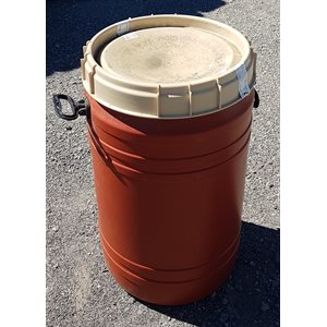 CONTENANT 0072L, BARIL PLASTIQUE OUVERT VISSE ROUGE 14X28