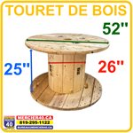 TOURET DE BOIS 52PO X 25PO X 26PO (D-EXT X H-INT X D-INT)