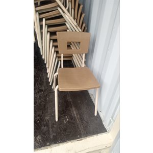 CHAISE EN PASTIQUE ET ACIER BEIGE - STYLE ÉCOLIER