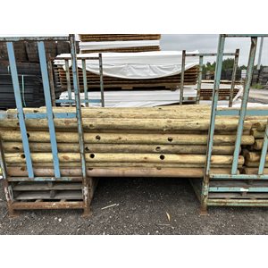 POTEAU BOIS TRAITÉ ROND PERCÉ 3 TROUS 4PO X 8PI