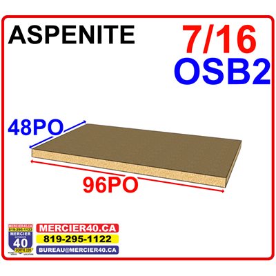 ASPENITE 7 / 16 X 48 X 96PO (11.1 MM) OSB2 (COIN ROUGE) ASPENITE 7 / 16 X 48 X 96PO (11.1 MM) OSB2 (COIN ROUGE)