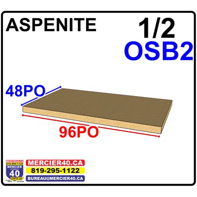 ASPENITE 1 / 2 X 48 X 96 PO - OSB2 (COIN NOIR)