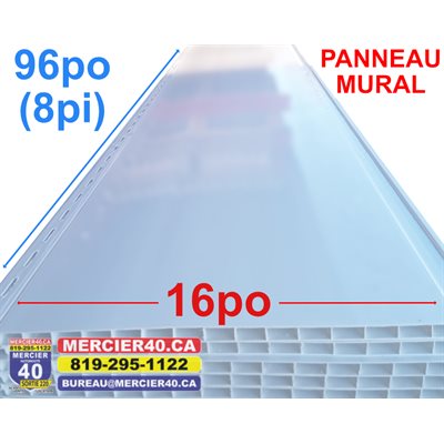 PANNEAU MURAL DE PVC BLANC 16PO X 8PI