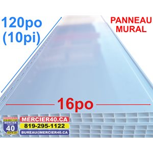 PANNEAUX MURAL DE PVC BLANC 16PO X 10PI