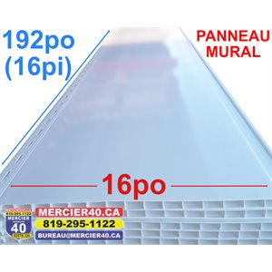 PANNEAU MURAL DE PVC BLANC 16PO X 16PI