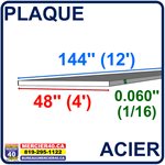 ACIER PLAQUE NEUF - 48PO X 144PO X 0,060PO (BRUN)