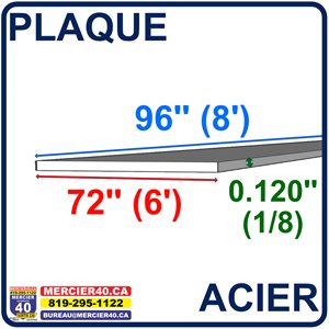 ACIER PLAQUE NEUF - 72PO X 96PO X 0,120PO (ROSE)