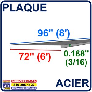 ACIER PLAQUE NEUF - 72PO X 96PO X 0,188PO (VIOLET)