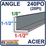 ACIER ANGLE NEUF - 1 1 / 2PO X 1 1 / 2PO X 1 / 8PO X 240PO (20PI)