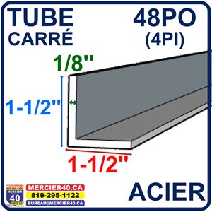 ACIER ANGLE NEUF - 1 1 / 2PO X 1 1 / 2PO X 1 / 8PO X 48PO (4PI)