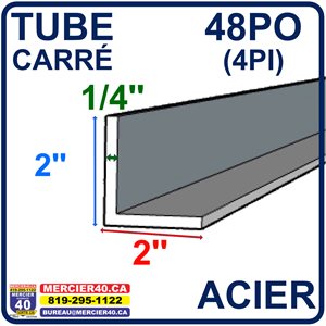 ACIER ANGLE NEUF - 2PO X 2PO X 1 / 4PO X 48PO (4PI)