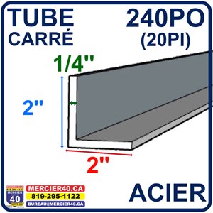 ACIER ANGLE NEUF - 2PO X 2PO X 1 / 4PO X 240PO (20PI)