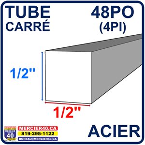 ACIER CARRÉ NEUF - 1 / 2PO X 1 / 2PO X 48PO (4PI)